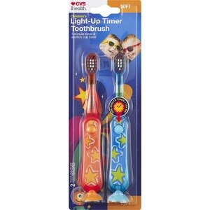 CVS Health Kids Light-Up Timer Toothbrush, Soft Bristle, 2 Ct