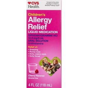 CVS - Jarabe para la alergia, hidrocloruro de difenhidramina en solución oral, USP