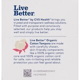 CVS Live Better Organic Cotton Tampons with Compact Plant-Based Plastic Applicator, Super Plus, 16 CT, thumbnail image 4 of 5