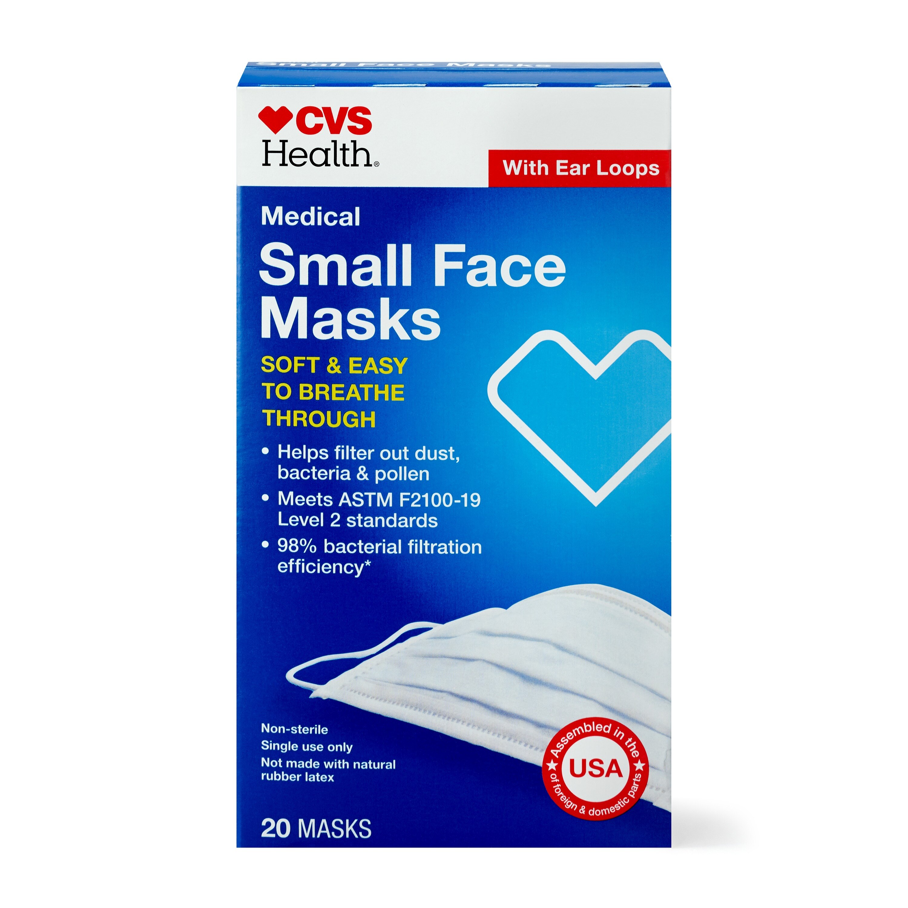 CVS Health Small Surgical Face Masks, 20 Ct