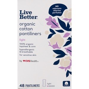 CVS Live Better Organic Cotton Pantiliners, Light, 48 Ct