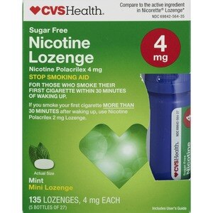 CVS Health Sugar Free Nicotine 4mg Lozenge, Mint, 135 Ct