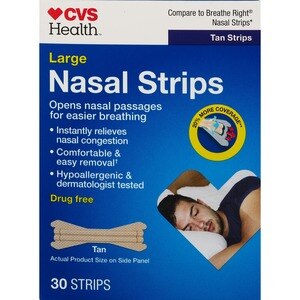 CVS Health Nasal Strips Tan Large, 30CT