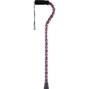 CVS Health Offset Grip Gel Handle Cane, Black Floral