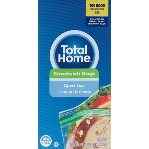 Total Home Zipper Seal Sandwich Bags, 100 Ct , CVS