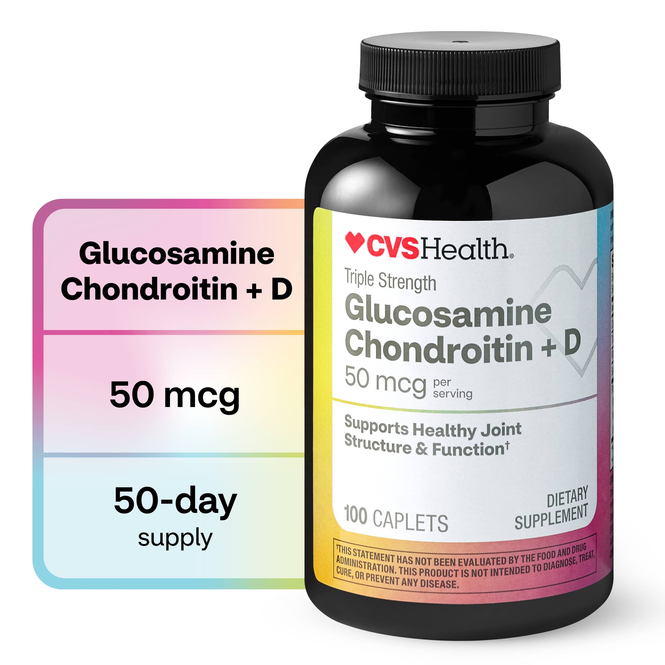 CVS Health Glucosamine Chondroitin + D3 Caplets, 100 Count