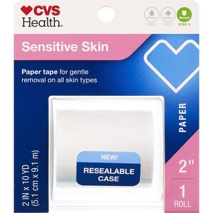 CVS Health Sensitive Skin Gentle Paper Tape, 2 IN X 10 YD, 1 Pack