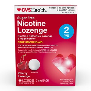 CVS Health 2 mg Sugar Free Nicotine Polacrilex Mini Lozenges Cherry, 108 CT
