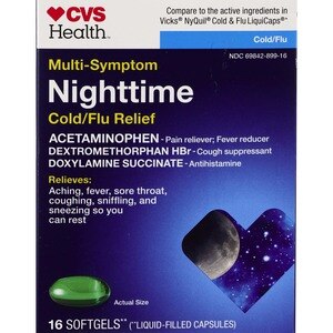CVS Health - Cápsulas blandas para el alivio del resfriado/gripe, múltiples síntomas, para uso nocturno