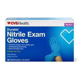 CVS Health Durable Nitrile Exam Gloves Medium, 50CT