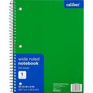 Caliber 1 Subject Notebook Wide Ruled, 10.5in X 8in, Assorted - 100 Ct , CVS