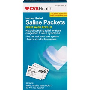 CVS Health - Sobres de repuesto de solución salina para lavado nasal, 100 u.