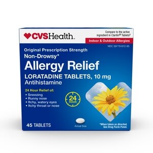 CVS Health 24HR Non Drowsy Allergy Relief Loratadine Tablets, 45 Ct