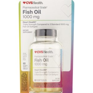 CVS Health - Cápsulas blandas de aceite de pescado, de calidad farmacéutica, 1000 mg, 60 u.