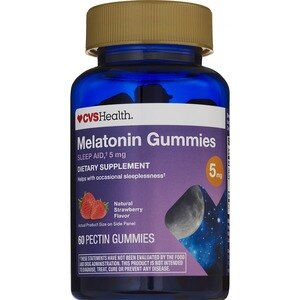 CVS Health Melatonin 5 MG Gummy, Strawberry, 60 Ct