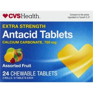 CVS Health Extra Strength Chewable Antacid Tablets Assorted Fruit, 24 Ct - 8 Ct