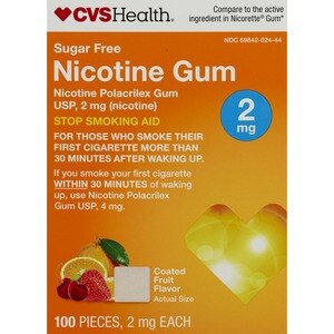 CVS Health Sugar Free Nicotine Gum 2mg, Coated Fruit Flavor