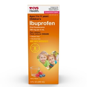 CVS Health Children's Ibuprofen Pain Reliever & Fever Reducer (NSAID) Oral Suspension, Berry, 8 FL Oz - 8 Oz