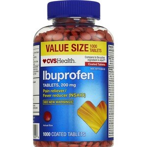 CVS Health Ibuprofen Pain Reliever & Fever Reducer (NSAID) 200 MG Coated Tablets, 1000 CT