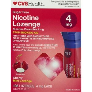 CVS Health Sugar Free Nicotine 4mg Lozenge, Cherry, 108 Ct