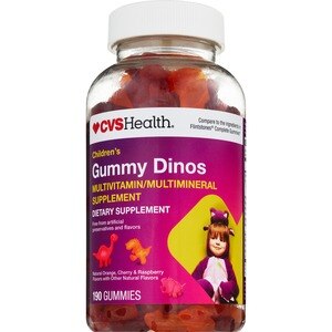 CVS Health - Gomitas con forma de dinosaurios, sabor Orange, Cherry y Raspberry, tamaño familiar