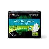 CVS Health Ultra Thin Long Pads with Wings, Super, thumbnail image 1 of 7