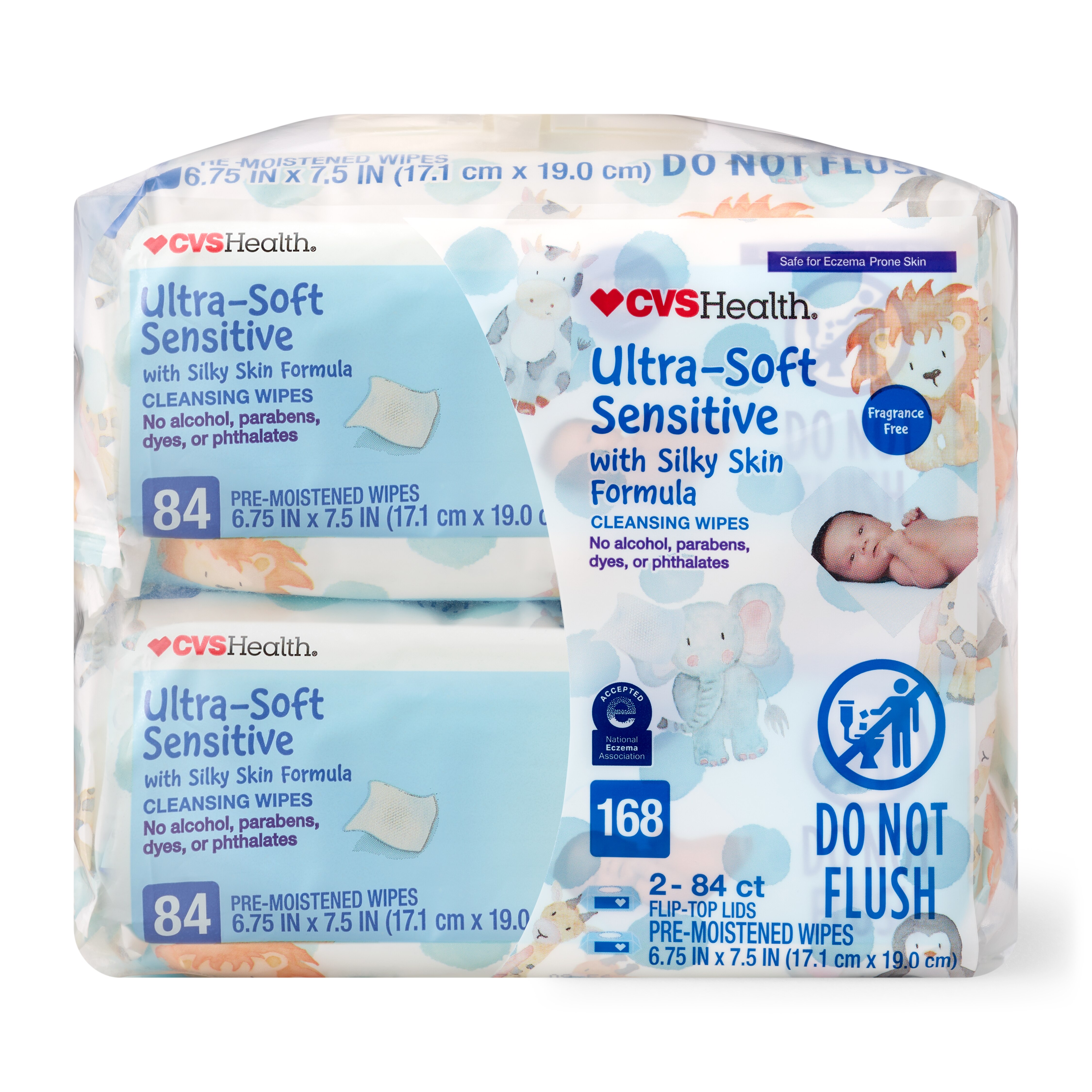 CVS Health Ultra-Soft Sensitive Cleansing Wipes, 84 CT, 2 Pack