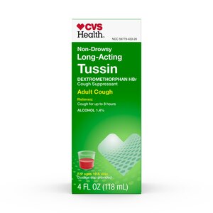 CVS Health Tussin Adult Cough, Dextromethorphan HBr USP 30 mg; Cough Suppressant For Adults & Children 12 Years & Older, 4 OZ
