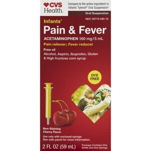 CVS Health Infants' Acetaminophen Pain Reliever & Fever Reducer Oral Suspension, Cherry, 2 FL Oz - 2 Oz