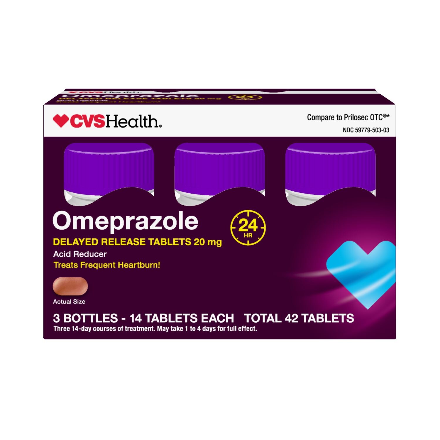 CVS Health Omeprazole Delayed Release Acid Reducer Tablets, 42 Ct - 14 Ct