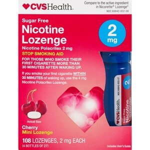 CVS Health Sugar Free Nicotine 2mg Lozenge, Cherry, 108 Ct