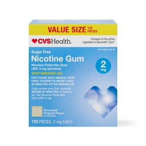 CVS Health Sugar Free Nicotine 2mg Gum, Original, 170 Ct