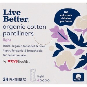 CVS Live Better Organic Cotton Pantiliners, Light, 24 Ct