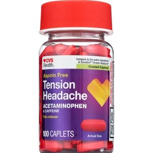 CVS Health Aspirin-Free Tension Headache Pain Reliever/Pain Reliever Aid Coated Caplets, 100CT