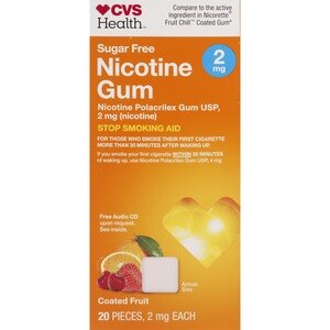CVS Health Sugar Free Nicotine Gum 2mg, Coated Fruit Flavor
