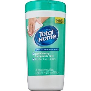 Total Home Hypoallergenic Sensitive Skin Moist Wipes, 40CT