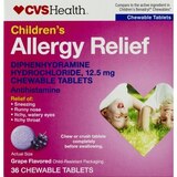 CVS Health Children's Allergy Relief Diphenhydramine HCl Chewable Antihistamine Tablets, thumbnail image 1 of 4