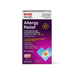 CVS Health 24HR Non Drowsy Allergy Relief Fexofenadine HCl Tablets, 180 Count