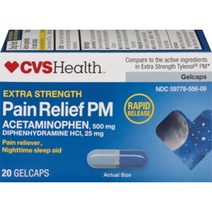 CVS Health Extra Stength Pain Relief PM Acetaminophen Gelcaps