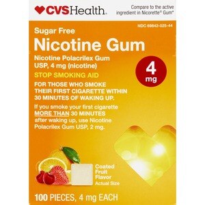 CVS Health Sugar Free Nicotine Gum 4mg, Coated Fruit Flavor