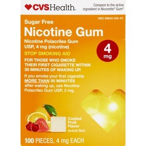 CVS Health Sugar Free Nicotine 4mg Gum, Fruit, 100 Ct