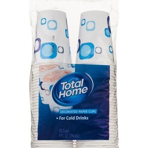 Total Home Decorated Paper Cups, 9 FL OZ