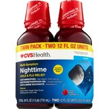 CVS Health Multi-Symptom Nighttime Cold & Flu Relief Twin Pack, Cherry, 2 12 OZ bottles, thumbnail image 1 of 9