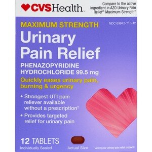 CVS Health - Alivio para el dolor al orinar en tabletas, potencia máxima, 12 u.