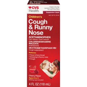CVS Health Children's Cough & Runny Nose Liquid Cherry, 4 OZ