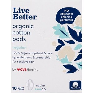 CVS Live Better Organic Cotton Pads, Regular, 10 Ct