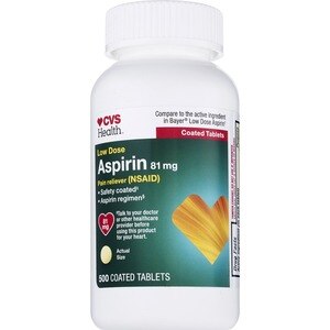 CVS Health Low Strength Aspirin 81 MG Enteric Coated Tablets, 500 Ct