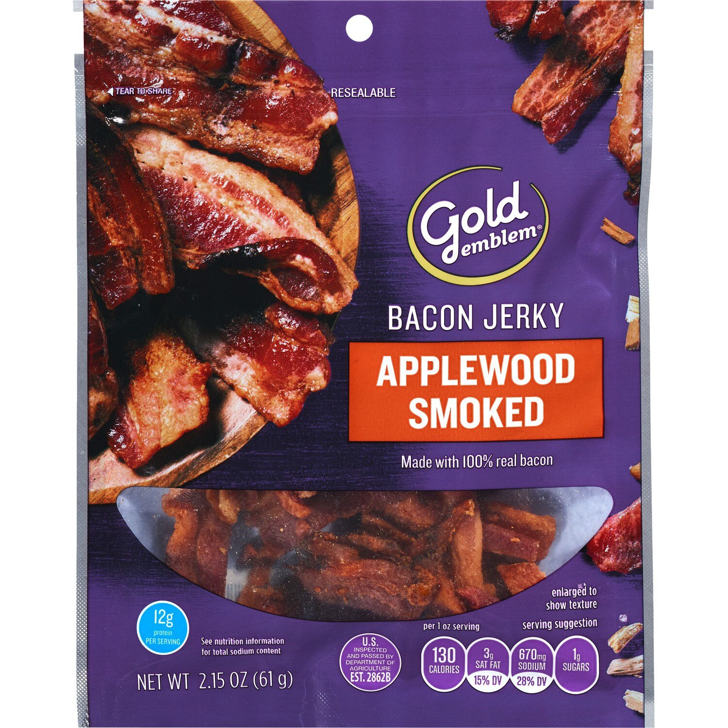 Gold Emblem Bacon Jerky, Applewood Smoked, 2.15 Oz , CVS