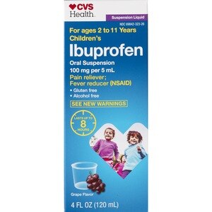 CVS Health Children's Ibuprofen Oral Suspension Grape Flavor, 4 OZ