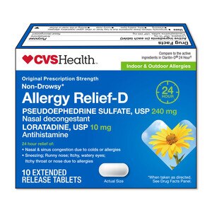 CVS Health - Tabletas para alivio de la alergia, no produce somnolencia, concentración original de receta